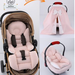 Puset Örtüsü Takımı Bebek Arabası Minderli-Pembe