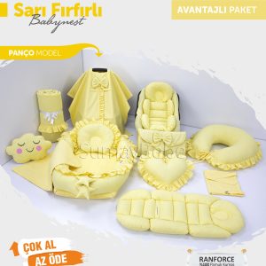 Babynest Komple Set Takım Sarı Renk Fırfırlı (Panço)