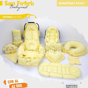 Babynest Komple Set Takım Sarı Renk Fırfırlı (Tutmalı)