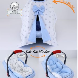Puset Örtüsü Takımı Minderli-Beyaz Mavi (Panço)