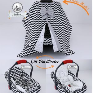 Puset Örtüsü Takımı Minderli-Siyah Beyaz (Panço)
