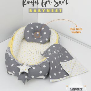 Babynest, Bebek Pikesi - Koyu Gri/Sarı