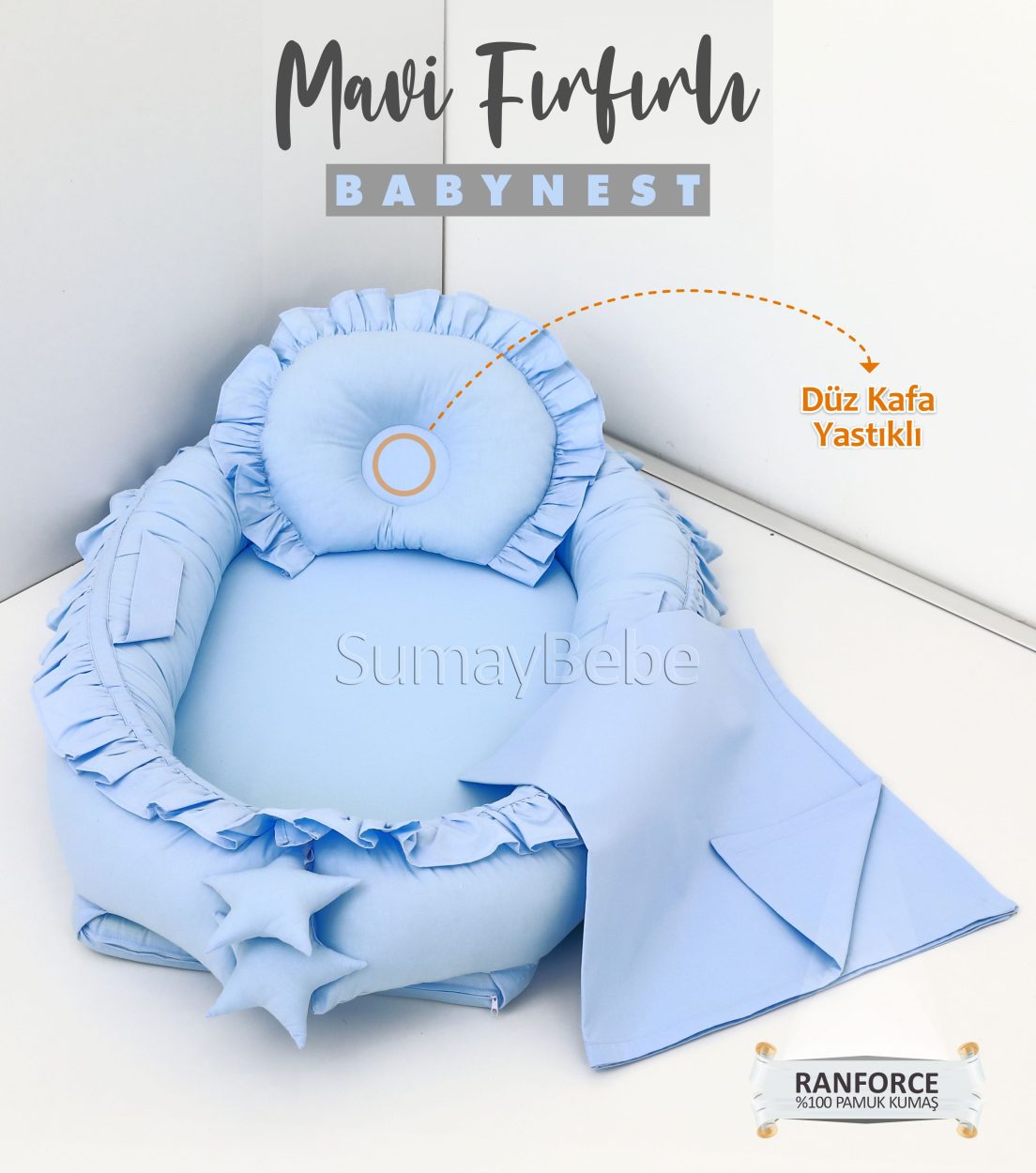 Babynest, Bebek Pikesi - Mavi Fırfırlı