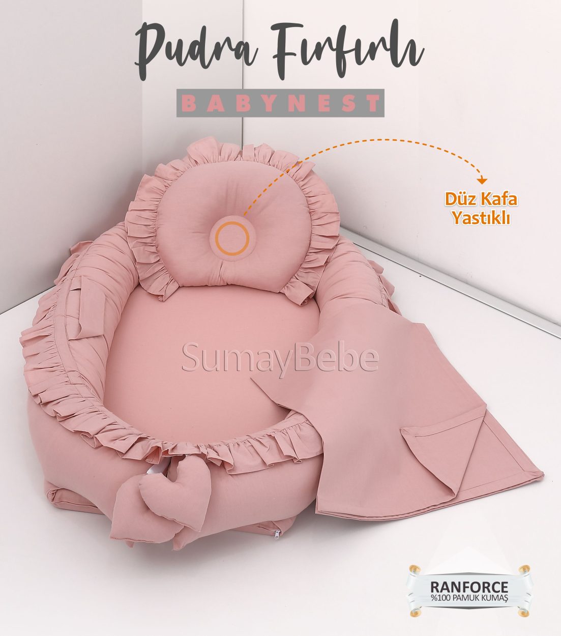 Babynest, Bebek Pikesi - Pudra Fırfırlı