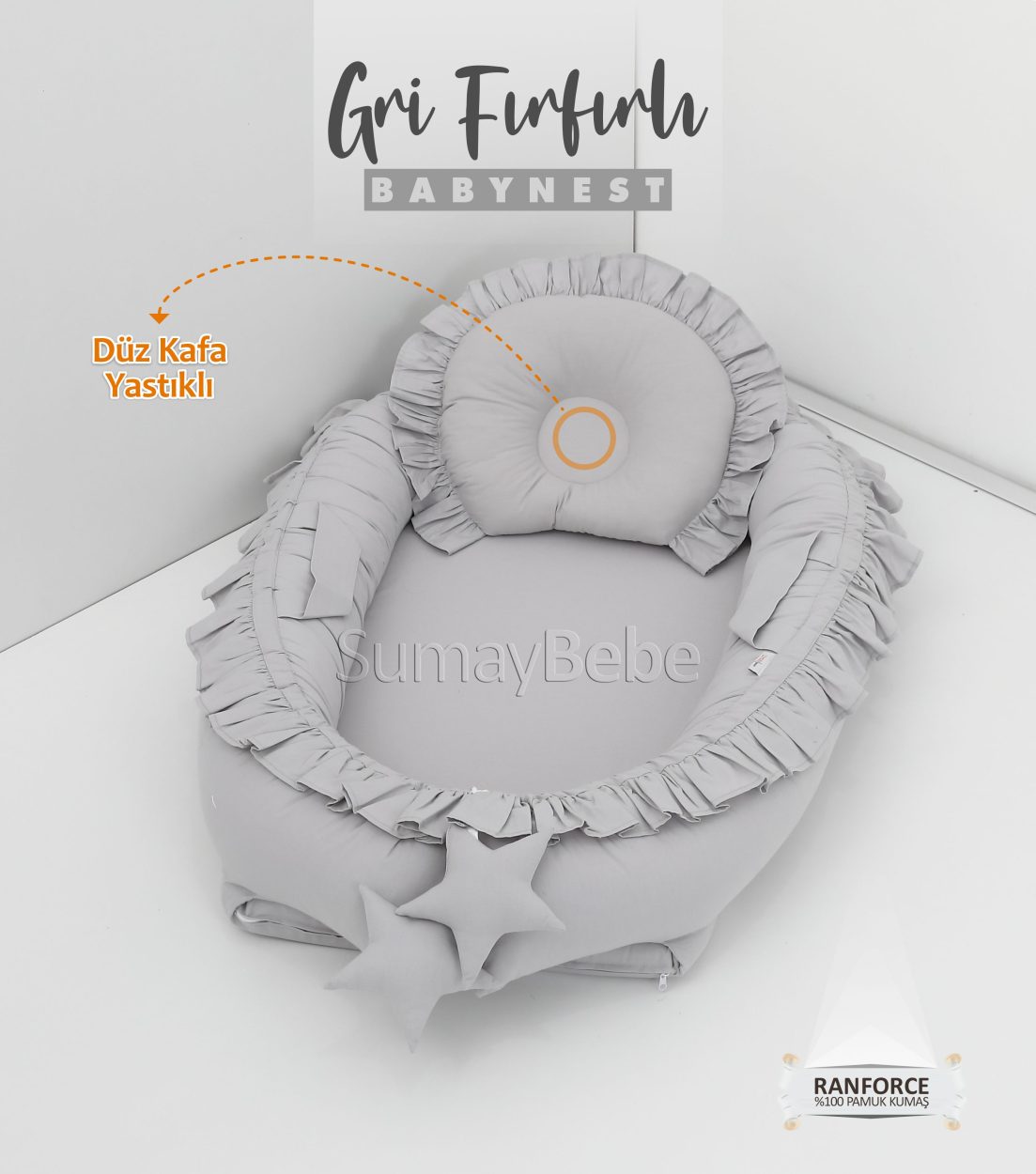 Babynest - Gri Fırfırlı