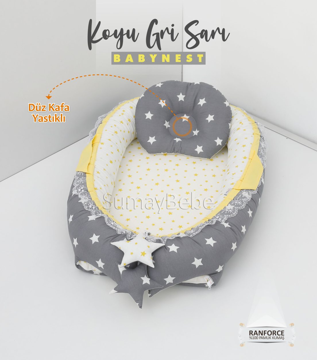 Babynest - Koyu Gri Sarı