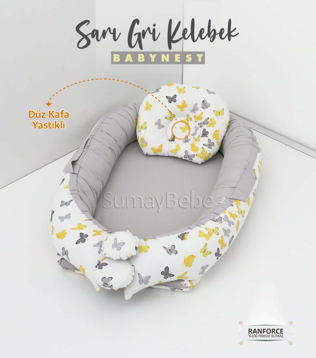Babynest - Sarı Gri Kelebek