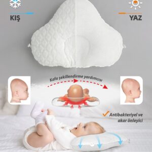 Lastikli ayarlanabilir bebek kafa şekillendirici yastık