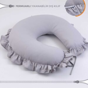 Emzirme Yastığı Fırfırflı Gri Renkli