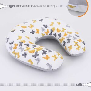 sarı gri kelebekli emzirme minderi